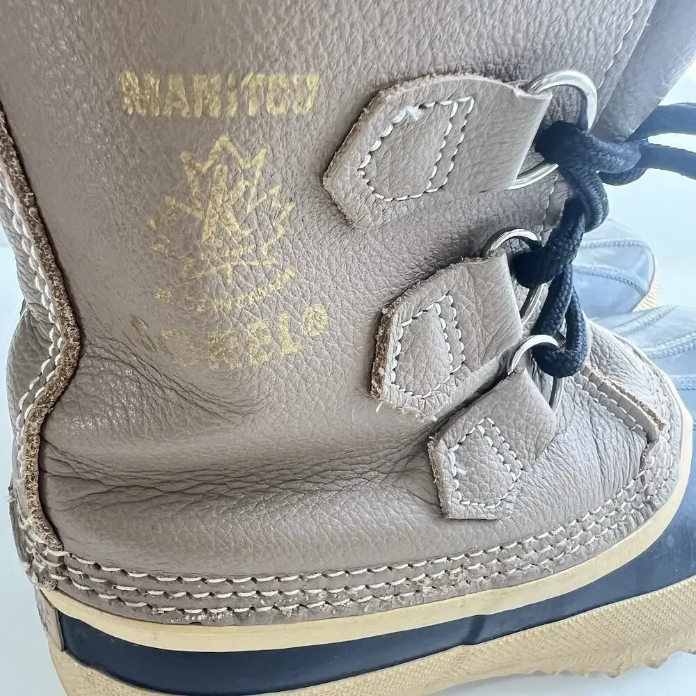 Sorel Manitou Women Size 6 Vintage Wool Lined Winter Snow Boots Lace Up Canada
